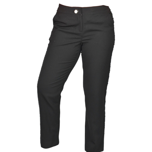 St John Collection Tuxedo Pants Black Trouser Wool Ankle Tailored Velvet Dress 4 - Picture 1 of 16